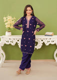 Modest - Chiffon Embroidered Suit For Girl - Blue - 3 Piece