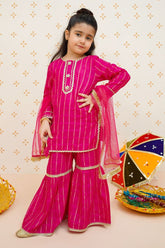 Modest - Toddler 3 Piece Cotton Gharara Set - Pink | 9540