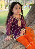 Modest - Chiffon Embroidered Suit For Girl - Purple - 3 Piece