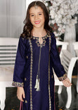 Modest - Raw Silk Gharara For Girl - Blue - 3 Piece