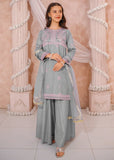 Modest - Cotton Lawn Embroidered Sharara For Girl - Grey - 3 Piece