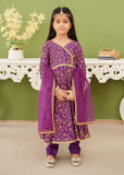 Modest - Cotton Printed Suit For Girl - Purple - 3 Piece