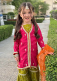 Modest - Rawsilk Embroidered Gharara For Girl - 3 Piece