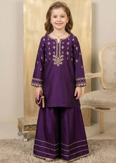 Modest - Viscose Embroidered Suit For Girl - Purple - 3 Piece