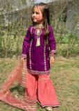 Modest - Rawsilk Gharara For Girl - Purple - 3 Piece