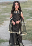 Modest - Cotton Lawn Toddler Dress For Girl - Black - 3 Piece