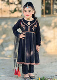 Modest - Cotton Embroidered Suit For Girl - Black - 3 Piece