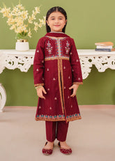 Modest - Khaddar Embroidered Suit For Girl - Maroon - 3 Piece