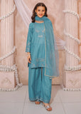 Modest - Maysuri Embroidered Suit For Girl - Blue - 3 Piece