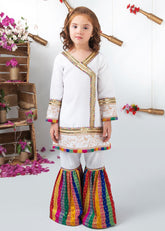 Modest - Raw Silk Wedding Dress For Girl - White - 3 Piece