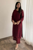 Minutiae - Asmar - Pure Jacquard Net - Maroon - 2 Piece