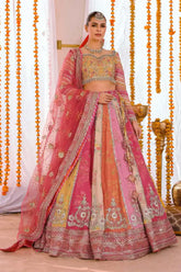 Reema Ahsan - Aynur - PK Raw Silk & Net - Mustard, Multi & Pink - 3 Piece