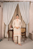 Reema Ahsan - Aza - Cotton net - Off white peach - 3 Piece