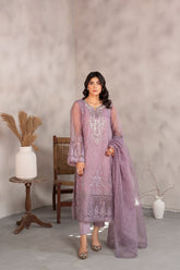 Laleen - Azure Organza Suit For Women - Lalic - 3 Piece