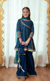 Cheeco Chic - Cotton Silk Gharara For Girl - Blue - 3 Piece