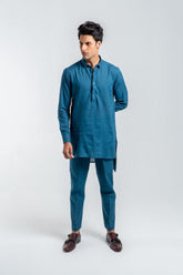 Deepak & Fahad - BAL-M007 - Teal Blue - Woven Cotton - 2 Piece
