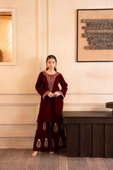 Fozia Khalid - Crimson Grace - Maroon - Premium Velvet - 2 Piece