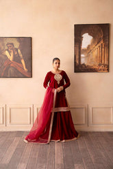 Fozia Khalid - Rose Ember - Hot Pink - Premium Velvet - 3 Piece