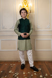 Cheeco Chic - Raw Silk Waistcoat For Boy - Green - 1 Piece