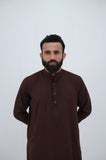 AlifYay Brown Kurta Shalwar & Waistcoat - AY-021 - Blended - 3 Piece