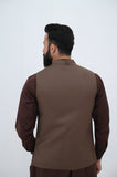 AlifYay Brown Kurta Shalwar & Waistcoat - AY-021 - Blended - 3 Piece