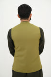 AlifYay Olive Green Kurta Shalwar & Navy Mustard Green Waistcoat - AY-023 - Blended - 3 Piece