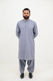 AlifYay Grey Kurta Shalwar and Waistcoat - AY-027 - Blended - 3 Piece