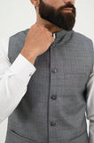 AlifYay White Kurta Shalwar & Grey Waistcoat - AY-031 - Blended - 3 Piece