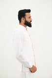 AlifYay White Kurta Shalwar & White Waistcoat - AY-033 - Blended - 3 Piece