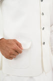 AlifYay White Kurta Shalwar & White Waistcoat - AY-033 - Blended - 3 Piece