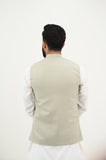 AlifYay White Kurta Shalwar & sage green Waistcoat - AY-034 - Blended - 3 Piece