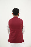 AlifYay White Kurta Shalwar & Deep Maroon Waistcoat - AY-035 - Blended - 3 Piece