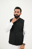 AlifYay White Kurta Shalwar & Textured Black Waistcoat - AY-043 - Blended - 3 Piece