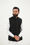 AlifYay White Kurta Shalwar & Sleek Black Waistcoat - AY-044 - Blended - 3 Piece