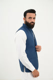 AlifYay White Kurta Shalwar & Royal Blue Waistcoat - AY-046 - blended - 3 Piece