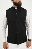 AlifYay White Kurta Shalwar & Woolen Black Waistcoat - AY-047 - Woolen - 3 Piece
