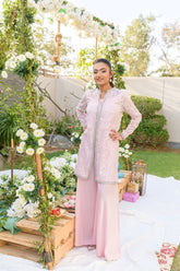 Alishba Kashif - BLUSH BLOOM - pink - voile and silk - 3 Piece