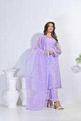 Rubys Couture - Blue Perals - Rinaz - Organza & Silk - 3 Piece