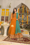 Mustard Korean Net Embroidered Pishwas with Raw Silk Pants - Laila - Studio by TCS