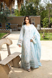 Laleen - Blue Mist Raw Silk Suit For Women - Ice Blue - 3 Piece