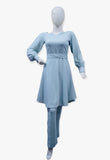 Syah - Skater Dress - Pastel Blue - Crepe - 2 Piece