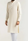 Zarar - Boski Kurta with Plain White Bottom (Wash n Wear) - Unstitch - 2 Piece
