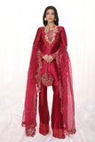 Musferah Saad - Carmina - Cherry Red - Tissue Silk & Organza - 3 Piece