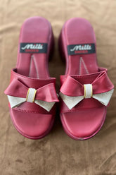 MILLI SHOES - Casual Bow Slides - Maroon