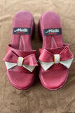 MILLI SHOES - Casual Bow Slides - Maroon