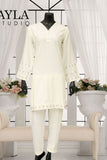 Ayla Studio - 2 pcs solid embroidery - CHANDNI - Ivory White - Wash & Wear