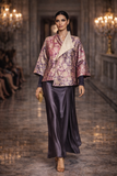 Maheen Khan - Pure Silk Mehre Gul Jacket For Women - Maroon + Blue - 1 Piece