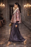 Maheen Khan - Pure Silk Mehre Gul Jacket For Women - Maroon + Blue - 1 Piece