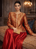 Maheen Khan - Pure Silk Shahi Jacket For Women - Maroon + Red - 1 Piece