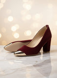 Milli Shoes - High Heel Court Shoes Maroon Block Heels For Women